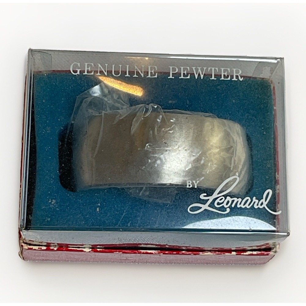 Vintage Pewter Cuff Monogram Bracelet By Leonard New Old Stock Box  Signed Clean